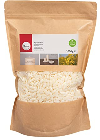 Rayher Raps-Wachslinsen, Beutel 1000 g, aus gehärtetem Rapsöl, praktische Linsenform, Wachsgranulat, zum Kerzen gießen, Wachspastillen, 31644000, Weiß