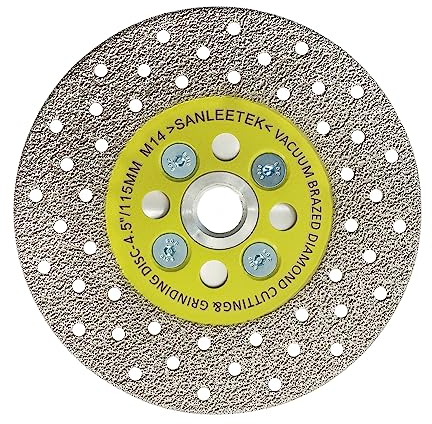 Disque Diamant 115mm Double Face Coupe et Meulage Lame Scie Brasé Sous Vide pour Marbre Granit Béton Porcelaine Carrelage M14 Filetage SANLEETEK