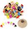 Lot de 50 mini pinces à linge en bois multicolores en forme de cœur de 3 cm, petites pinces à linge avec ficelle pour affichage de photos, loisirs créatifs, décoration de mariage et de fête prénatale