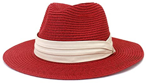 Bollrllr Sombreros de paja multicolor con banda de cinta para mujer, sombreros de panamá, sombreros de playa de ala ancha, sombreros de jazz