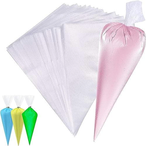 KowyKo Lot de 100 grandes poches à douille jetables professionnelles pour décorer et cuire des pâtisseries et des gâteaux (transparent)