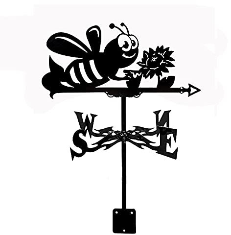 EICOFF Wetterfahne, Biene, Metalltier mit auf dem Dach montierter Windrichtungsanzeige, Wetterhahn für Outdoor-Bauernhof-Garten-Pavillon-Dekorationen