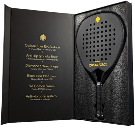 Raqueta Padel Pala BIRKA Hexa-Force Carbono 12K 3D Superficie + protección de marco disponible