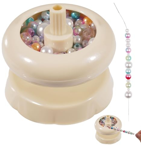Bead Spinner, Clay Bead Spinner, Bead Spinner Kit, Hand-Rotating Beading Device, Plastic Beading Bowl with Long Beading Needle, DIY Making Bead Spinner for Jewelry Bracelet Making Wooden Crafting