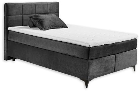 NAVARRA 6 Boxspringbett 140x200, Schwarz - Bequemes Doppelbett mit 7-Zonen-Federkern Matratze & Kaltschaum Topper - 143 x 113 x 210 cm (B/H/T)