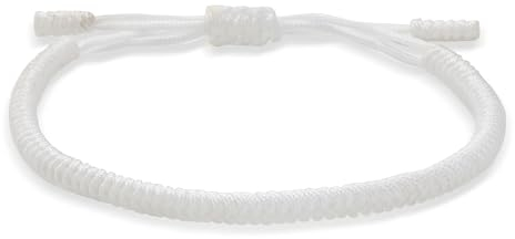 LUCKY BUDDHIST - Glücksarmband + Anhänger/Halskette! Für Teen Männer Frauen - Geflochtene Freundschaftsarmbänder - Mit Liebe handgefertigt - Tibet Stil - Einstellbares Handgelenk Armband (Weiß)