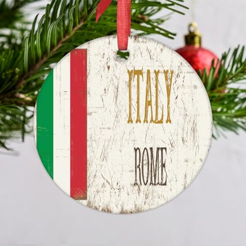 Lmmixee Rom Weihnachtsbaum Dekorationen Italien Nationalflagge Personalisierte Weihnachtsschmuck 2023 Weihnachtsdekoration Geschenke für Hochzeitstag Urlaub Anhänger