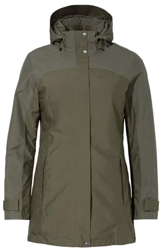VAUDE Skomer II Winterparka Damen – Winterjacke Damen wasserdicht, winddicht & atmungsaktiv, wattierte Outdoorjacke Damen mit PrimaLoft Isolierung & Eco Finish – in khaki, Größe: 36