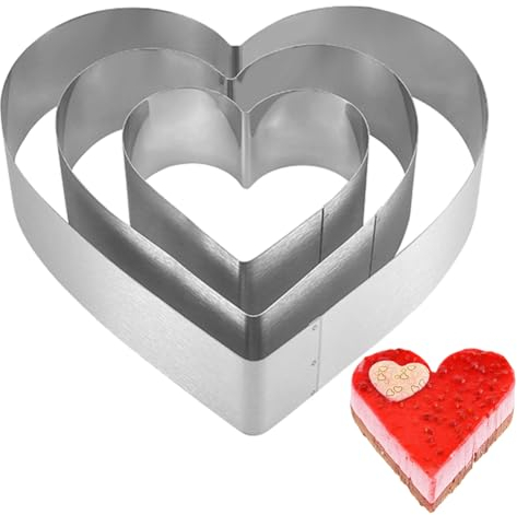 Gohytal Herzbackform 10/15/20cm,3er Edelstahl Tortenring Set,Backrahmen Backring Kuchenring Herz Feste Tortenring für Tortendeko Torten Zubehör Schichtkuchen Cake Kuchen Urlaubs Weihnachtstag Party