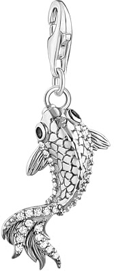 THOMAS SABO Charm-Anhänger Koi mit Zirkoniasteinen Silber 925 Sterlingsilber, Geschwärzt