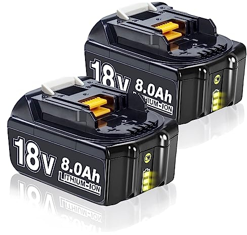 【Hohe Kapazität 8000mAh 】8000mAh 2 Stück 8.0Ah/8000mAh BL1860B Li-Lon Ersatzakku für Makita 18V BL1860B BL1850B BL1860 BL1830 BL1815 BL1860B BL1835 BL1845 BL1850 194205-3 LXT-400 with LED Werkzeugakku