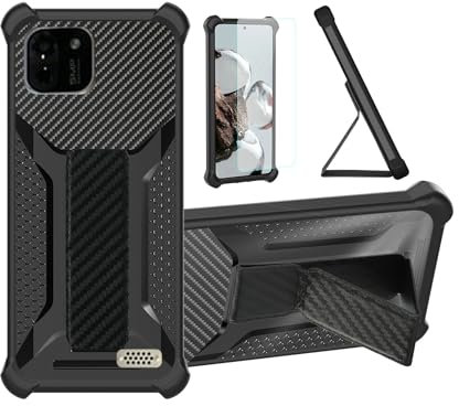 Aroepurt Coque pour UNO Premier5 Max Coque Étui Case Cover Hybride [avec Protection d'écran en Verre trempé] [Support magnétique Pliable] [givré résistant aux Empreintes digitales] Noir