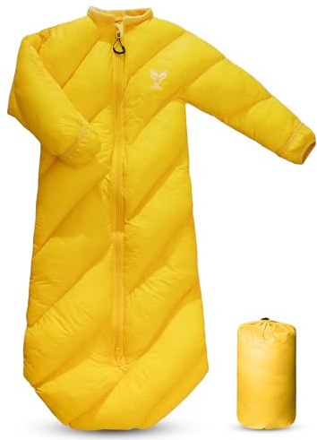 AZITREK T40 Toddler Sleeping Bags Boys Girls |Ages 2-4| Puffy Kids Sleeping Bag Camping Sleepovers |up to 46 in| Lightweight Compact Comfort for Indoor Outdoor | Machine Washable (Yellow)