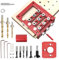 3-in-1 selbstzentrierendes Dübelvorrichtungs-Set, 6/8/10 mm Bohrvorrichtung, genaue Scharnierlochvorrichtung, verstellbare Metallregalstiftvorrichtung mit φ15 x 70R / φ10 x 70R / φ8 x 70R / φ35 x 70R
