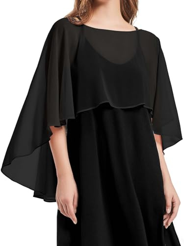 Damen Chiffon Cape Schals für Hochzeitskleider Elegantes Bankett Capelets | Festliche Stola Sommer Schultertuch Strand Shrugs und Wraps Poncho Tuch Cover Up für Hochzeit Partys