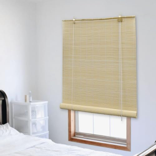deswell doppelrollo klemmfix ohne Bohren,Bambusrollo 100x220 cm NaturGeeignet für Schlafzimmer Badezimmer Fenster