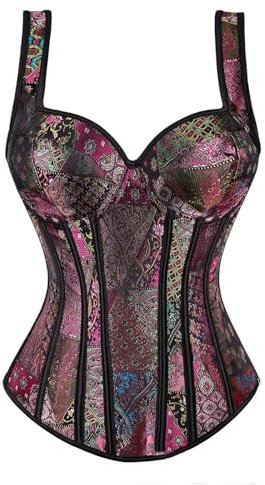Yekdmxop Korsett Schwarz Damen Pirat Korsett Top Damen Curvy Slim Bustier Abendkorsett Grün Korsett Rosa Kordelzug Korsett Damen Schwarz mit Trägern Piratenkostüm Damen Elastisches Korsett, violett,