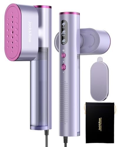 Jack & Rose Piastra a vapore, tensione 110-240 V, riscaldamento rapido 15 s, Steamer portatile per vestiti, ferro da stiro da viaggio 2 in 1, 1000 W, piastra da viaggio per viaggi globali, viola