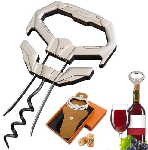 LUCYLANKER Ah So Abridor de Botellas de Vino, Sacacorchos para Vinos Antiguos con Funda de Piel Portátil, Extractor de Corcho de Dos Puntas, Regalo Ideal para Amantes & Conocedores de Vinos (03)