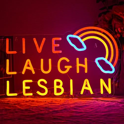 LMSIGNLY Live Laughter Lesbian Neon Sign LGBT Neon Light Rainbow Neon Light Sign for Happy Pride Month Gay Pride Love Wins