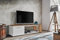 Deconation Meuble TV Maze I - Blanc/Beige - L 150 X H 39 X P 40 Cm