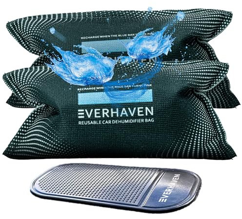 Car Dehumidifier Bag with Anti-Slip Pad – Reusable Moisture Absorber– Leak-Proof, Compact Design – Protects Against Condensation, Mold & Odors – Ideal for Cars, Home & office (Green 1 Kg-2 Pack)