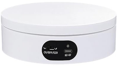 TopHomer Rotating Display Stand, 360° Electric Rotating Platform 5KG Load Rotating Turntable 12cm Noiseless Rotary Display Base for Jewelry Watch Model (White)