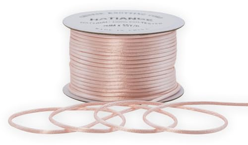 Cordoncino in raso rosa chiaro, 2 mm, per la creazione di gioielli, bracciali, collane, filo per perline, macramè, nodi cinesi, 50 metri