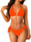 Aqua Eve Neckholder-Bikini-Set für Damen, Zweiteiliger Triangel-Badeanzug, zum Binden, 2025 süße Bademode, Neon-Orange, Medium