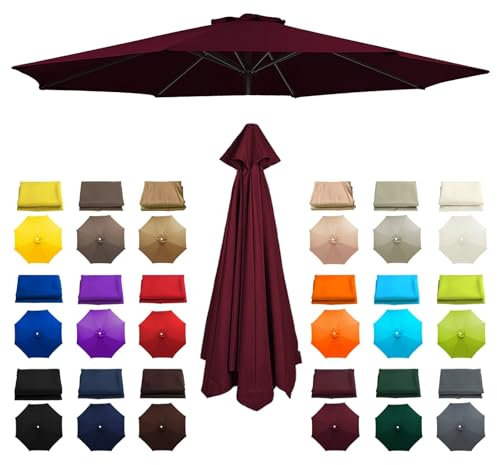 6.6Ft Toldo De Mercado, 8 Varillas Funda de tela de repuesto para sombrilla, Cubierta de toldo de repuesto, Fácil De Instalar, para Jardín, Patio, Terraza, Playa, Piscina, Reclinable(Dark Red)