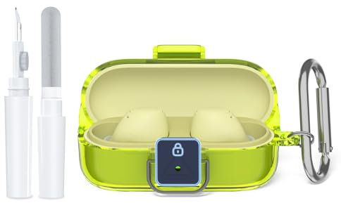 Kopfhörerschutzhülle Kompatibel mit Sony WF-C510 Case, TPU Stoßfest, 360-Grad-Schutz Gegen Stürze, Mit Ring-Laufbahn-Knoten, Enthält Einen Reinigungstift für Kopfhörerbox (Transparent gelb)