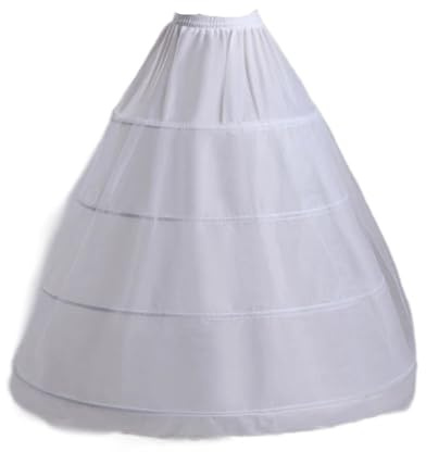 Petticoats Weiß 4 Hoop A-Linie Unterrock Reifrock Bodenlang Hochzeit Petticoat