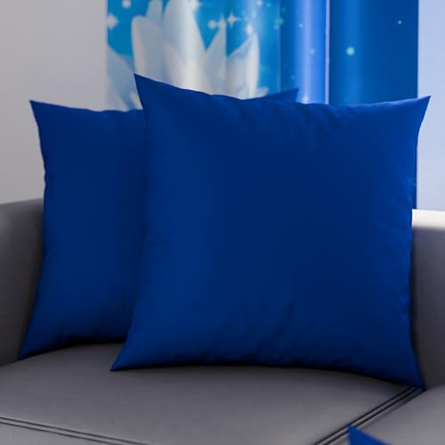 PETTI Artigiani Italiani - 2er-Set Kissenbezüge 40x40 cm aus Mikrofaser, Dekokissen-Bezüge für Schlafzimmer und Sofa, Set mit 2 Kissenhüllen, Einfarbiger Kissenbezug Blau, 100% Made in Italy