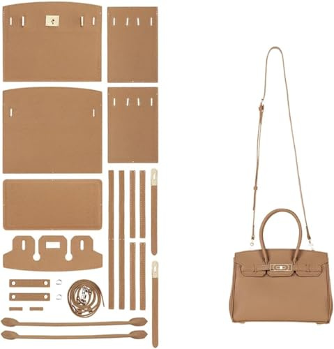 POPSEWING DIY-Ledertaschen-Set, Designer-Handtaschen für Damen, DIY-Taschen-Set für Mädchen, Nähset für handgefertigte Ledertaschen, personalisiertes Geschenk (Weizen)