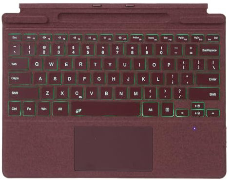 leleyo Teclado Bluetooth retroiluminado Toque para Microsoft Surface Pro 8, Pro X, Pro 9, Pro 10, Pro 11, Pro 12, Rojo Oscuro