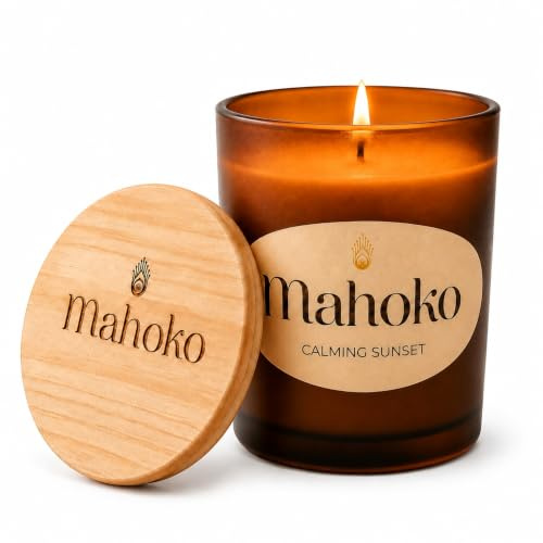 Mahoko Duftkerze Sandelholz im Glas 100% Sojawachs candle 45h Brenndauer | Duftkerzen Geschenkset, nachhaltig, handgemacht in Deutschland, paraffinfrei, Geschenk für Frauen, Freundin & Kollegin