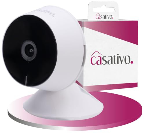 Casativo Hochauflösende Full-HD IP-Überwachungskamera, smarte IR-Nachtsicht, Live View per App, 2 Wege Kommunikation, Bewegungs- u. Personenerkennung
