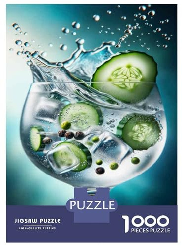 Jigsaw Puzzles for Adults1000 Piece Cucumber Mint Gin Tonic Jigsaw for Adults Anti-Stress Toys A Work of Art for Birthday, Chrismas 70x50cm/1000pcs