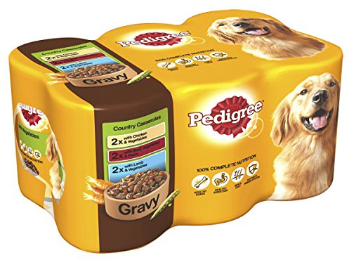 Pedigree Dog Tins Country Casseroles in Gravy, 6 x 400 g, Transparent