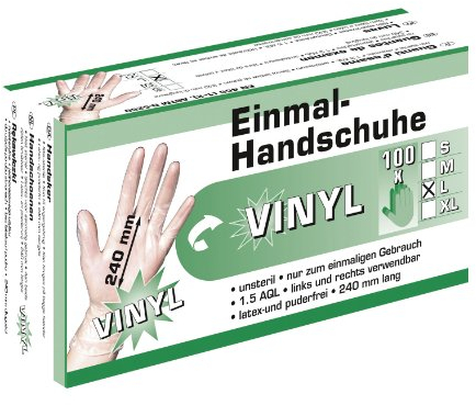 Kerbl 22896 Vinyl Einmalhandschuhe, 24cm Länge, XL, 100 Stück