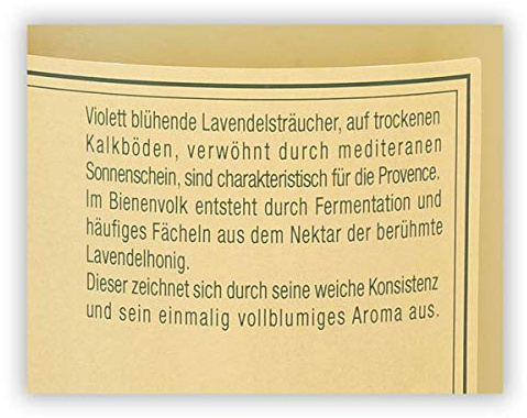Lavendel Honig, 500 Gramm cremig, Premiumqualität aus der Provence, ohne Zusatzstoffe, ohne Geschmacksverstärker - Bremer Gewürzhandel