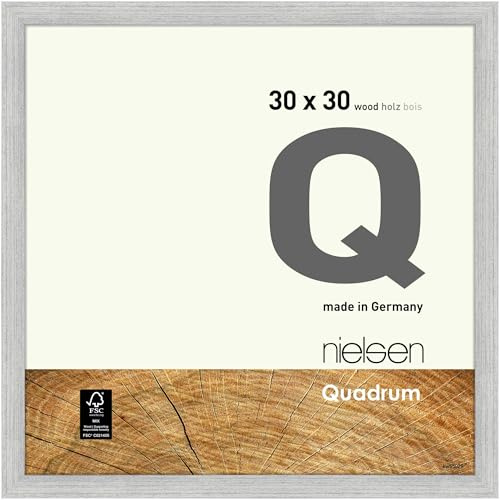 nielsen Holz Bilderrahmen Quadrum, 30 x 30 cm, Silber | Holz Rahmen im Hoch- & Querformat zum Aufhängen Silber matt Echtglas