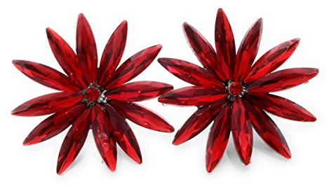 Pendientes Cristales Facetados de Colores Mujer Fiesta Boda Pendientes Brillantes con Forma de Flor Chapado en Plata y Oro