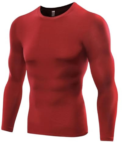 The Pure Blue Men's Red Long-Sleeved Compression Top - [XL] Tight Fit Body Shaper and Base Layer Gym Clothes for Men. Moisture-Wicking, Anti-Odour Fabric for Ultimate Performance and Comfort.