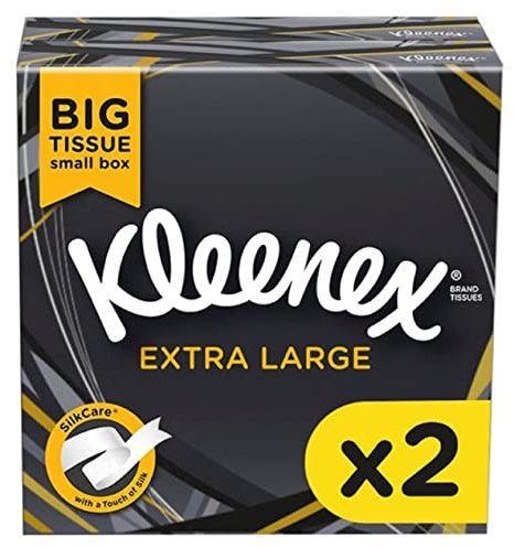 Kleenex Extra Large Facial Tissue in Compact Box - Pack of 2-100% Recyclable Packaging (88 Tissues Total)