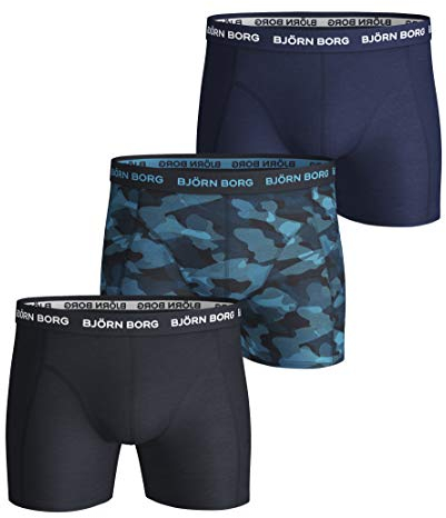 Björn Borg 9999-1132-70291 Cotton Stretch Boxer 3p Men's Drucken, dunkelblau XXL