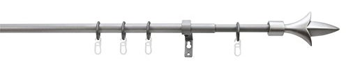 Jellinghaus Sonnenschutz Gardinenstange Lilie ausziehbar 70-120 cm oder 130-240 cm 16/13 mm schwarz oder Silber komplett inkl Träger & Ringe (Silber, 70-120 cm)