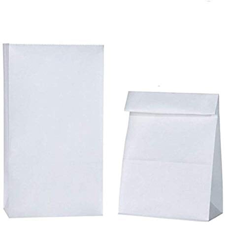 Dproptel Lot de 100 sacs en papier Kraft pour la nourriture, le pain, les repas, durables, papier kraft 100% recyclé blanc