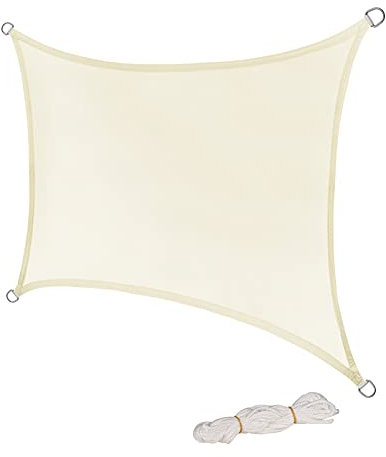 Laneetal Sonnensegel 2x3m rechteckig 160g/m² Polyester Sonnenschutz Schattenspender UV Schutz für Garten Balkon Terrasse Creme