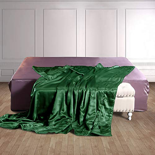 THXSILK Seide Decke Grün hochwertige Wohndecken Kuscheldecken, warm Sofadecke/Couchdecke flausch Seidendecke als Sofaüberwurf oder Wohnzimmerdecke - Innen und außen 100% Seide - 135x180cm